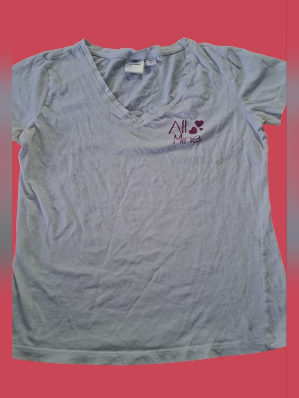 Women's White V-Neck 'All Mine' Short-sleeve T-Shirt Size Small